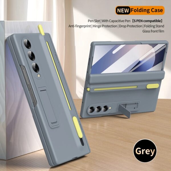 Luxury Premium Foldable Shockproof Armor Magnetic Case For Samsung Galaxy Z Fold3,4,5&6 With Hinge Protection 360 Degree Case with Built-in Screen, Stylus Pen and Magnetic Kickstand Function Protector - Image 14