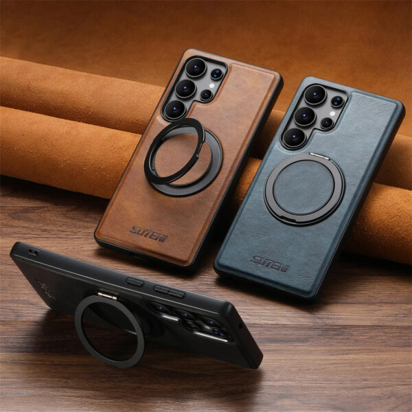 Super Quality 360° Rotating Ring Kickstand Leather Phone Case Cover For Samsung Galaxy S Series - Image 21