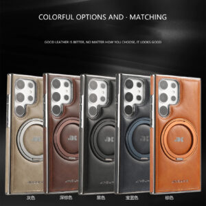Luxury Premium Kickstand Magnetic Leather Phone Case For Samsung Galaxy S24 Ultra and S25 Ultra