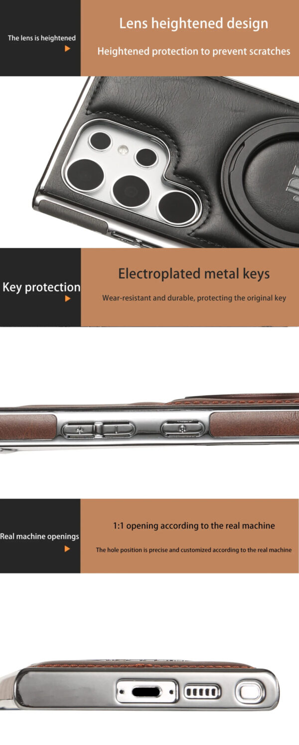 Luxury Premium Kickstand Magnetic Leather Phone Case For Samsung Galaxy S24 Ultra and S25 Ultra - Image 23