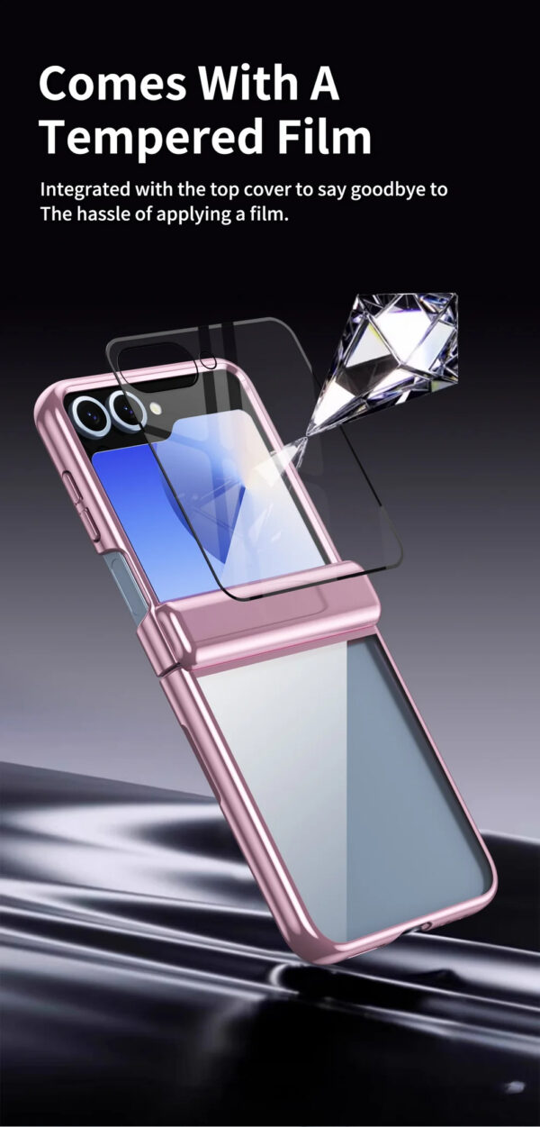 Luxury Premium Transparent With Tempered Glass Protective Film Case For Samsung Z Flip 5 and Z Flip 6 - Image 17
