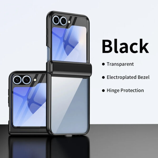 Luxury Premium Transparent With Tempered Glass Protective Film Case For Samsung Z Flip 5 and Z Flip 6 - Image 12