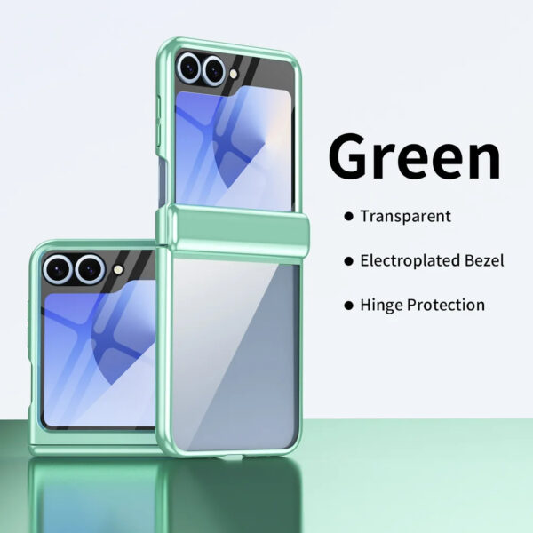 Luxury Premium Transparent With Tempered Glass Protective Film Case For Samsung Z Flip 5 and Z Flip 6 - Image 10