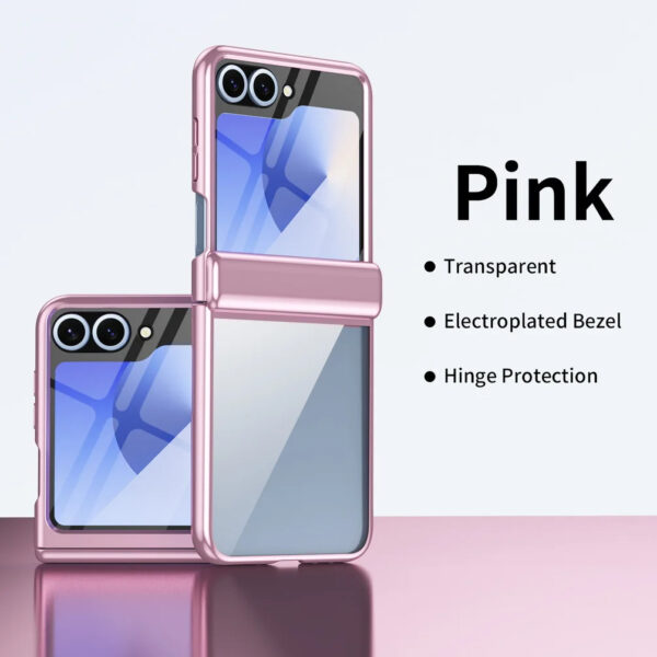 Luxury Premium Transparent With Tempered Glass Protective Film Case For Samsung Z Flip 5 and Z Flip 6 - Image 8