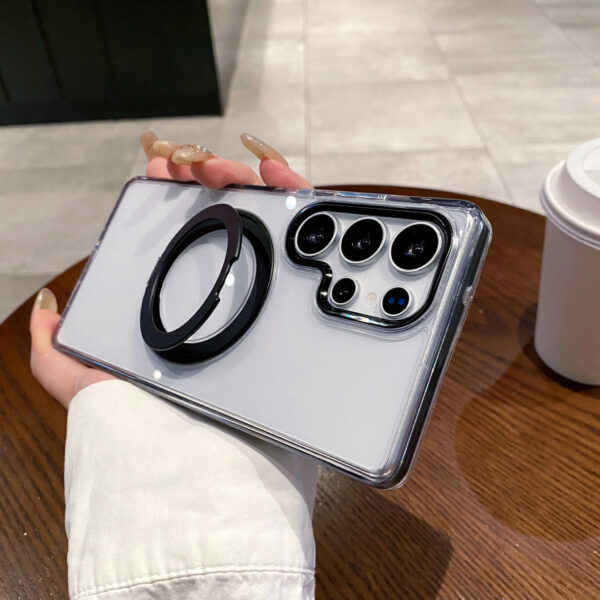 Luxury Premium Fashion Clear Magnetic With Metal 360 Rotation Stand Bumper Shockproof Case For Samsung Galaxy S Series - Image 6