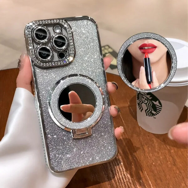 Luxury Premium Diamond-Encrusted Gradient Color Glitter Powder Quicksand Stand Phone Case For iPhone Series - Image 2