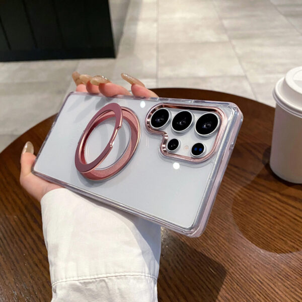 Luxury Premium Fashion Clear Magnetic With Metal 360 Rotation Stand Bumper Shockproof Case For Samsung Galaxy S Series - Image 5