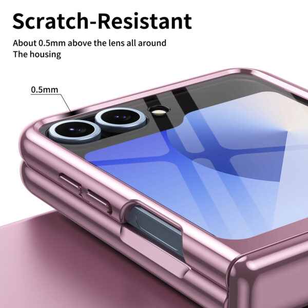 Luxury Premium Transparent With Tempered Glass Protective Film Case For Samsung Z Flip 5 and Z Flip 6 - Image 15