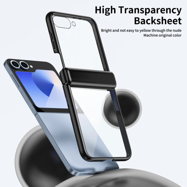 Luxury Premium Transparent With Tempered Glass Protective Film Case For Samsung Z Flip 5 and Z Flip 6 - Image 13