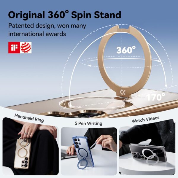 Luxury Premium Fashion Clear Magnetic With Metal 360 Rotation Stand Bumper Shockproof Case For Samsung Galaxy S Series - Image 16