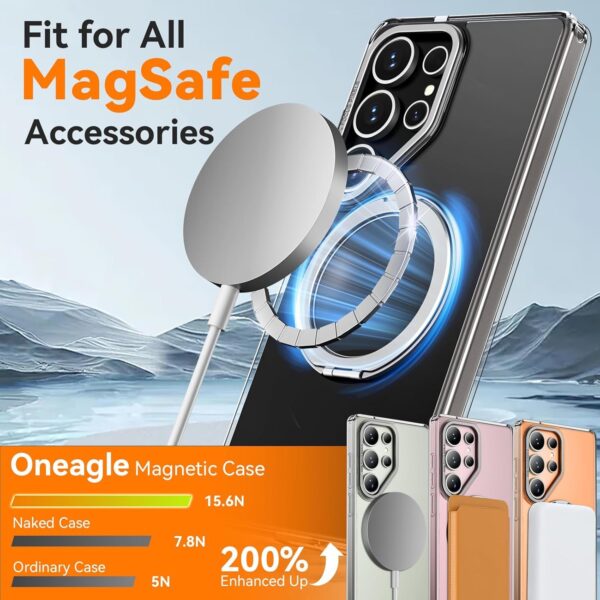 Luxury Premium Fashion Clear Magnetic With Metal 360 Rotation Stand Bumper Shockproof Case For Samsung Galaxy S Series - Image 8