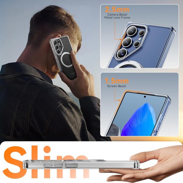 Luxury Premium Fashion Clear Magnetic With Metal 360 Rotation Stand Bumper Shockproof Case For Samsung Galaxy S Series - Image 9