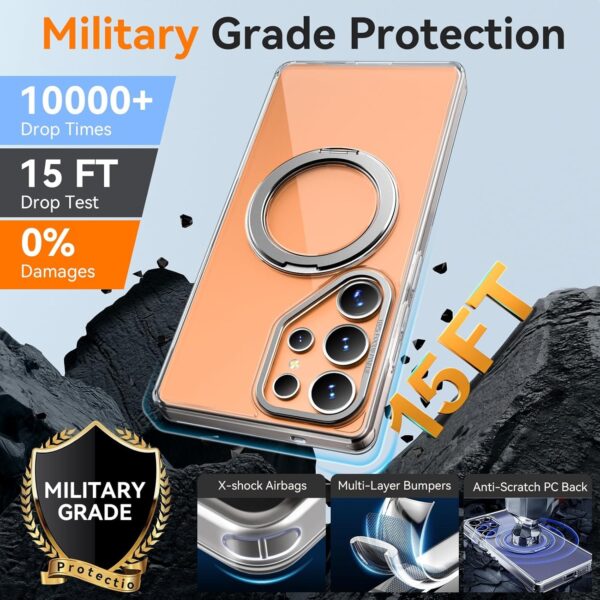 Luxury Premium Fashion Clear Magnetic With Metal 360 Rotation Stand Bumper Shockproof Case For Samsung Galaxy S Series - Image 10