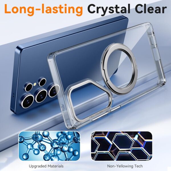 Luxury Premium Fashion Clear Magnetic With Metal 360 Rotation Stand Bumper Shockproof Case For Samsung Galaxy S Series - Image 11