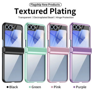 Luxury Premium Transparent With Tempered Glass Protective Film Case For Samsung Z Flip 5 and Z Flip 6