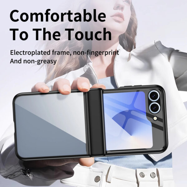 Luxury Premium Transparent With Tempered Glass Protective Film Case For Samsung Z Flip 5 and Z Flip 6 - Image 9