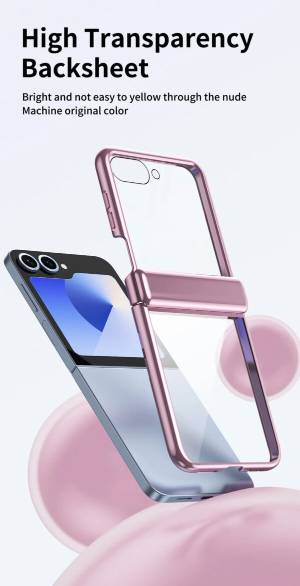 Luxury Premium Transparent With Tempered Glass Protective Film Case For Samsung Z Flip 5 and Z Flip 6 - Image 18