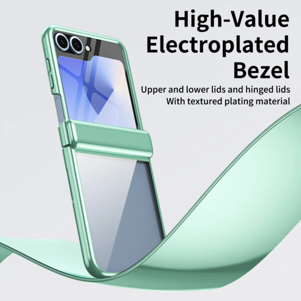 Luxury Premium Transparent With Tempered Glass Protective Film Case For Samsung Z Flip 5 and Z Flip 6 - Image 5