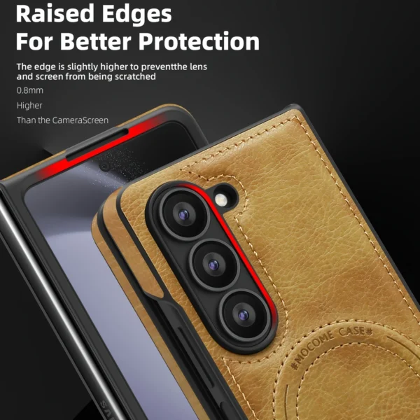 Luxury Crystal Shield Shockproof PU Leather Folding Invisible Holder Magsafe Phone Case Cover for Samsung Galaxy Z Fold 4/Z Fold 5/Z Fold 6 - Image 11
