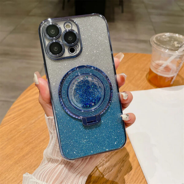 Luxury Premium Diamond-Encrusted Gradient Color Glitter Powder Quicksand Stand Phone Case For iPhone Series - Image 6