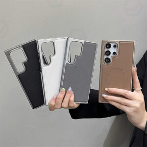 Luxury Premium Business PU Leather Electroplated Magsafe Wireless Charging Phone Cover For Samsung Galaxy S Series