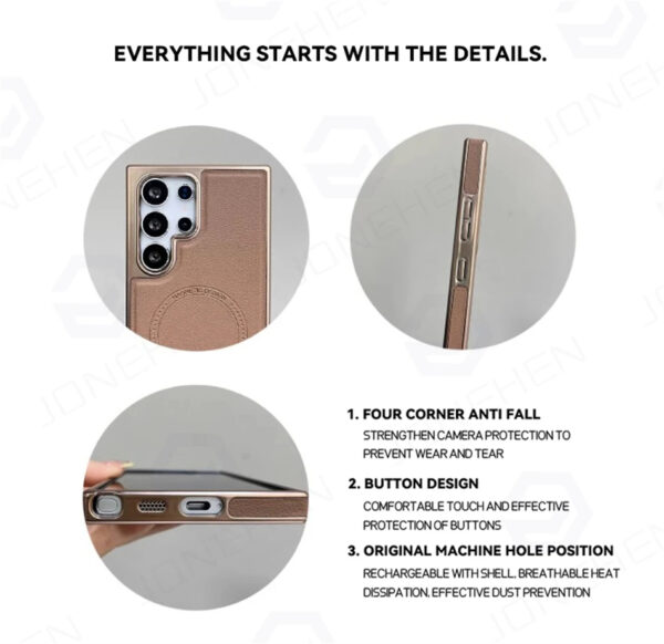 Luxury Premium Business PU Leather Electroplated Magsafe Wireless Charging Phone Cover For Samsung Galaxy S Series - Image 25