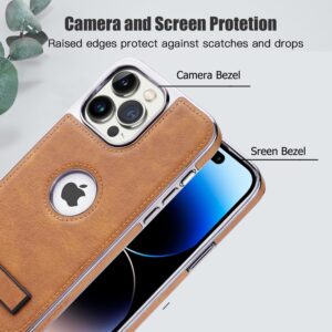 Retro Luxury Business Kickstand PU Leather Electroplated Edges Military-Grade Drop Protection Slim Cover for iPhone Series