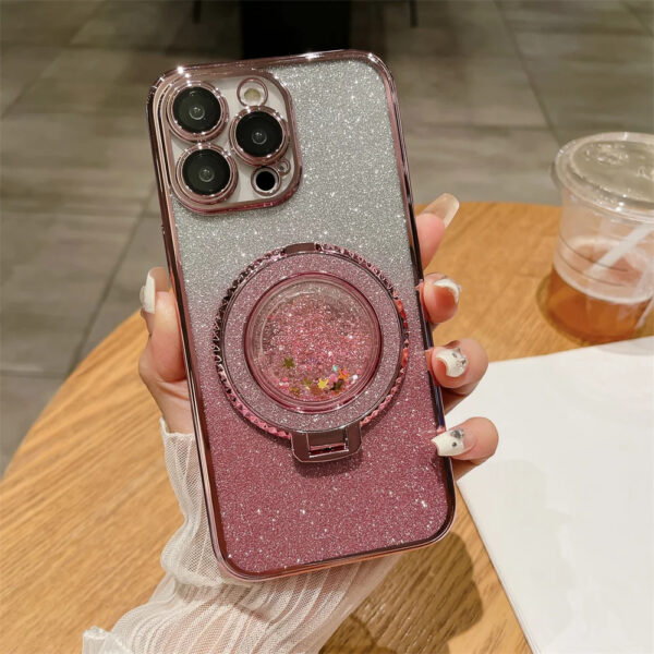 Luxury Premium Diamond-Encrusted Gradient Color Glitter Powder Quicksand Stand Phone Case For iPhone Series - Image 10