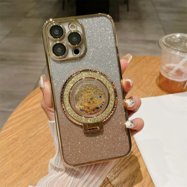 Luxury Premium Diamond-Encrusted Gradient Color Glitter Powder Quicksand Stand Phone Case For iPhone Series - Image 8