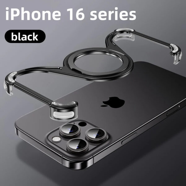 Luxury Premium Alluminium Alloy W Shape Frameless Phone Case Cover For iPhone 14/15 and 16 Pro Max - Image 5