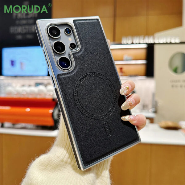 Luxury Premium Business PU Leather Electroplated Magsafe Wireless Charging Phone Cover For Samsung Galaxy S Series - Image 31
