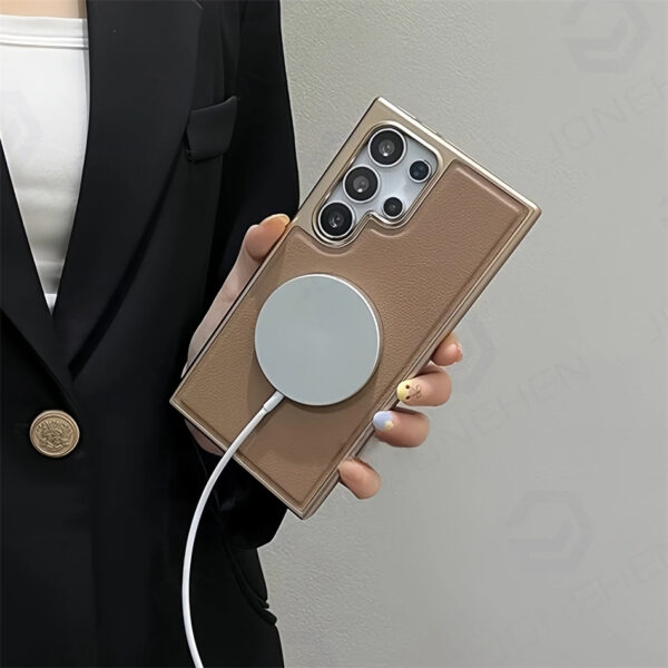 Luxury Premium Business PU Leather Electroplated Magsafe Wireless Charging Phone Cover For Samsung Galaxy S Series - Image 24