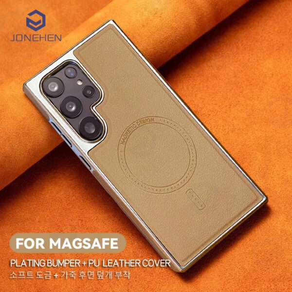 Luxury Premium Business PU Leather Electroplated Magsafe Wireless Charging Phone Cover For Samsung Galaxy S Series - Image 16