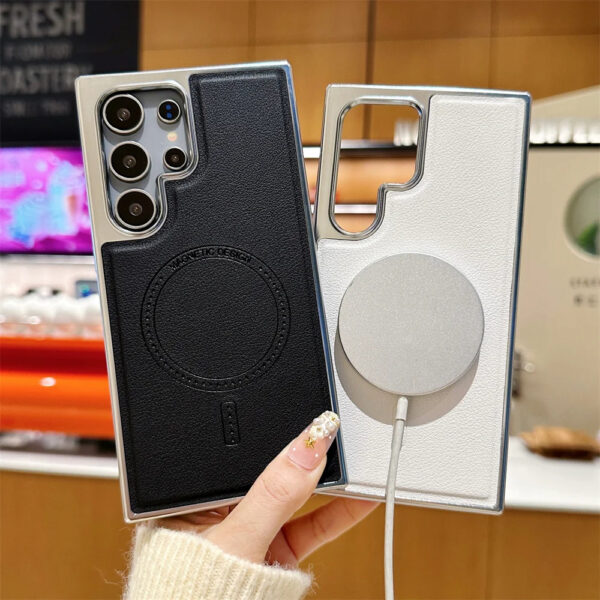 Luxury Premium Business PU Leather Electroplated Magsafe Wireless Charging Phone Cover For Samsung Galaxy S Series - Image 32
