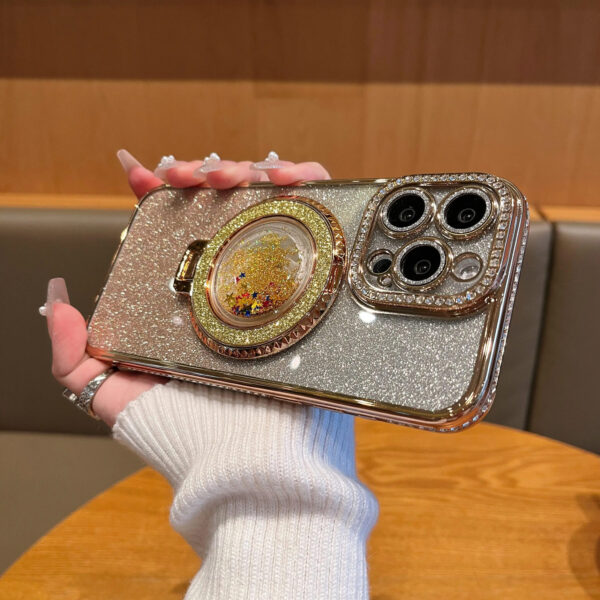 Luxury Premium Diamond-Encrusted Gradient Color Glitter Powder Quicksand Stand Phone Case For iPhone Series - Image 13