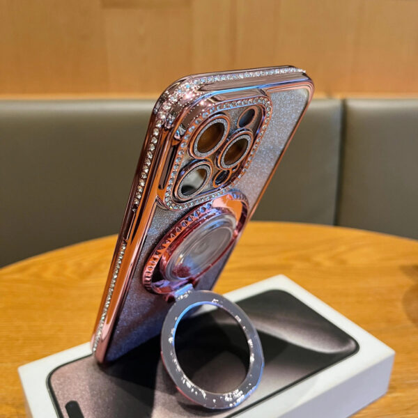 Luxury Premium Diamond-Encrusted Gradient Color Glitter Powder Quicksand Stand Phone Case For iPhone Series - Image 15