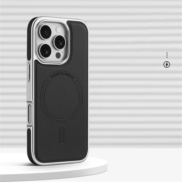 Luxury Premium Business PU Leather Electroplated Magsafe Wireless Charging Phone Cover For Iphone Series - Image 18