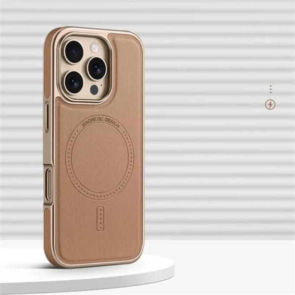 Luxury Premium Business PU Leather Electroplated Magsafe Wireless Charging Phone Cover For Iphone Series - Image 17