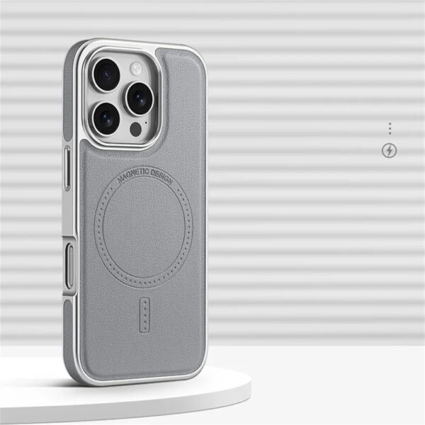 Luxury Premium Business PU Leather Electroplated Magsafe Wireless Charging Phone Cover For Iphone Series - Image 16