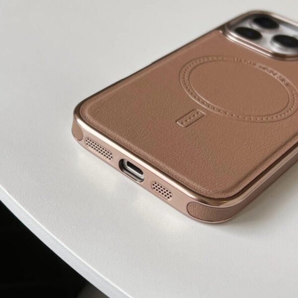 Luxury Premium Business PU Leather Electroplated Magsafe Wireless Charging Phone Cover For Iphone Series - Image 22