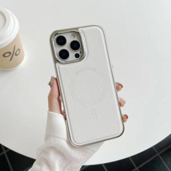 Luxury Premium Business PU Leather Electroplated Magsafe Wireless Charging Phone Cover For Iphone Series - Image 9