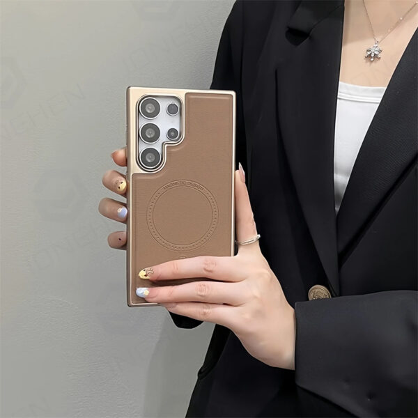 Luxury Premium Business PU Leather Electroplated Magsafe Wireless Charging Phone Cover For Samsung Galaxy S Series - Image 26