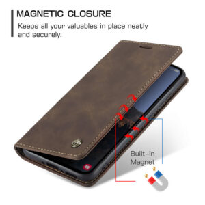 Retro CaseMe Leather Flip Case for Tecno Camon 30 Series,Tecno Spark 40 Series and Camon 40 Series,Camon 50 and Camon 50 Pro. - COFFEE BROWN