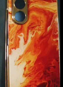 Samsung Galaxy Z Fold 5 5G, Z Fold 6 5G and Z Fold 7 5G Marble Luxury Gold Electroplated Case - Marble Orange