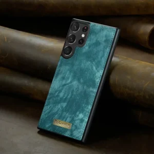 Luxury Caseme Leather Case for Samsung S24 Ultra and S25 Ultra Magnetic Hard Cover - TOURUISE BLUE