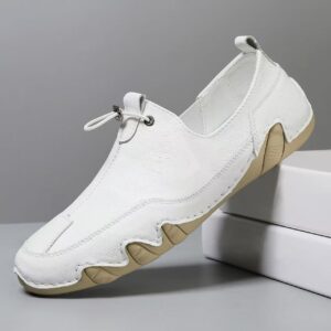 Mens Sneakers Casual Slip On Loafers Outdoor Light Flats Autumn Genuine Leather Shoes Comfortable Solid Color Mens Sneakers